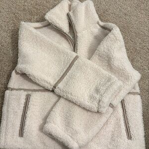 Abercrombie White and Tan Sherpa Jacket